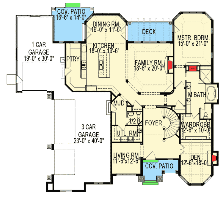 Plan 290007IY: Eight Bedroom European House Plan - Floor Plan - Main Level - Craftsman, European, Northwest