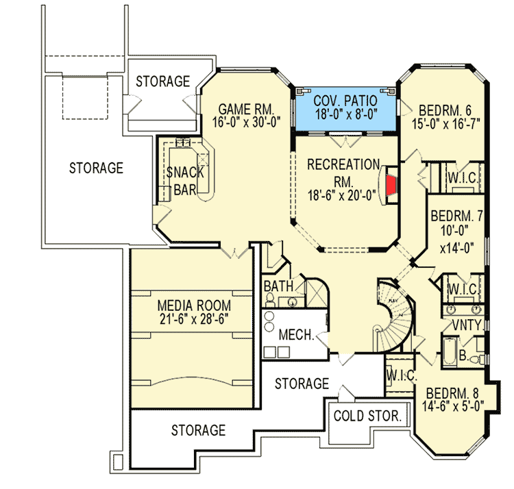 Plan 290007IY: Eight Bedroom European House Plan - Floor Plan - Basement - Craftsman, European, Northwest