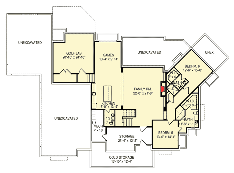 Plan 290008IY: Luxurious 6 Bed House Plan With 3 Levels Of Living - Floor Plan - Lower Level - Craftsman, New American, Northwest, Traditional