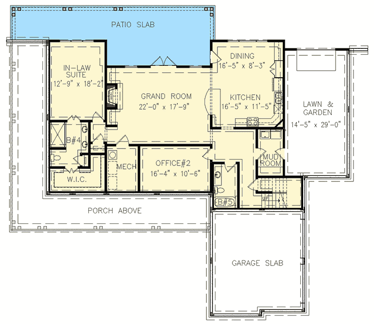Plan 25629GE: Southern Beauty with Wraparound Porch and Upstairs Space - Floor Plan - Lower Level
