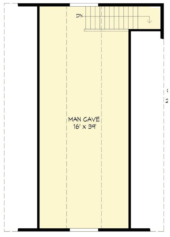 Plan 68466VR: 4-Car Tandem Garage with Man-Cave Above - Floor Plan - Second Level - Carriage, Country, Traditional