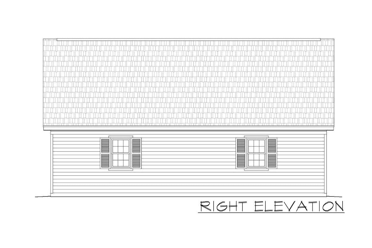 Plan 68466VR: 4-Car Tandem Garage with Man-Cave Above - Image #4 - Carriage, Country, Traditional