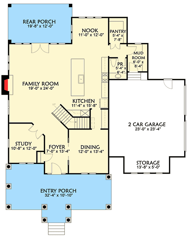Plan 500001VV: Craftsman Keeper with Beds (and Laundry) Upstairs - Floor Plan - Main Level - Craftsman, New American, Northwest