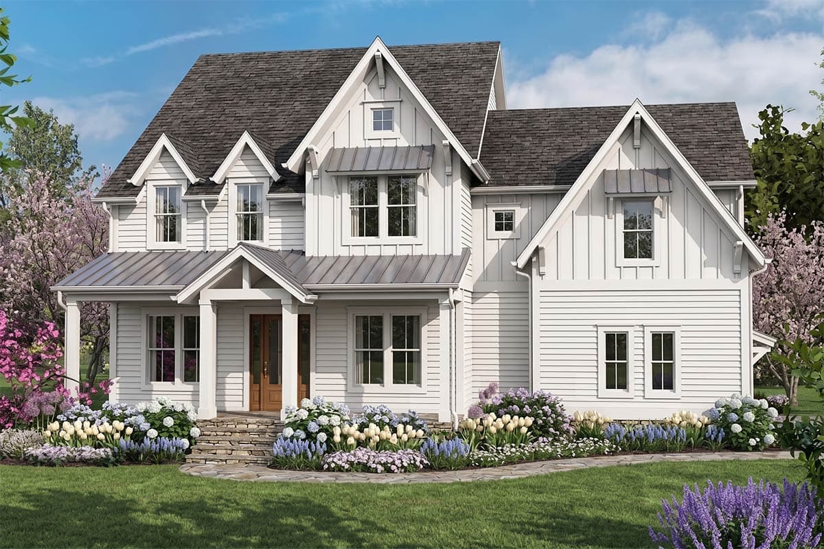 Plan 500003VV: 4 Bed Farmhouse Plan with Rocking Chair Porch - 3634 Sq Ft - Image #2 - Country, Farmhouse, Modern Farmhouse, New American
