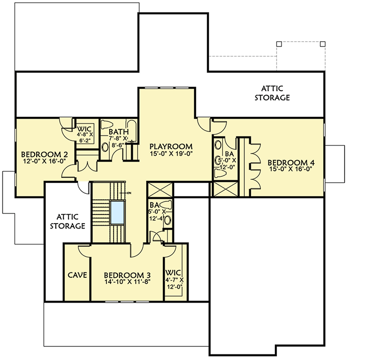 Plan 500005VV: Upstairs for the Kids - Floor Plan - 2nd Floor - Cottage, Country, Craftsman, New American, Northwest, Southern, Traditional