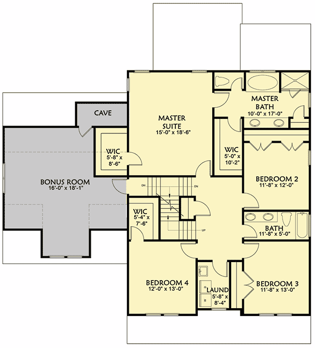 Plan 500010VV: Country Craftsman with Bonus Over Garage - Floor Plan - 2nd Floor - Country, Craftsman