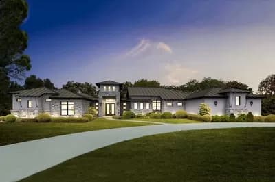 Sprawling 4 Bed Hill Country House Plan with Separate Living Wings