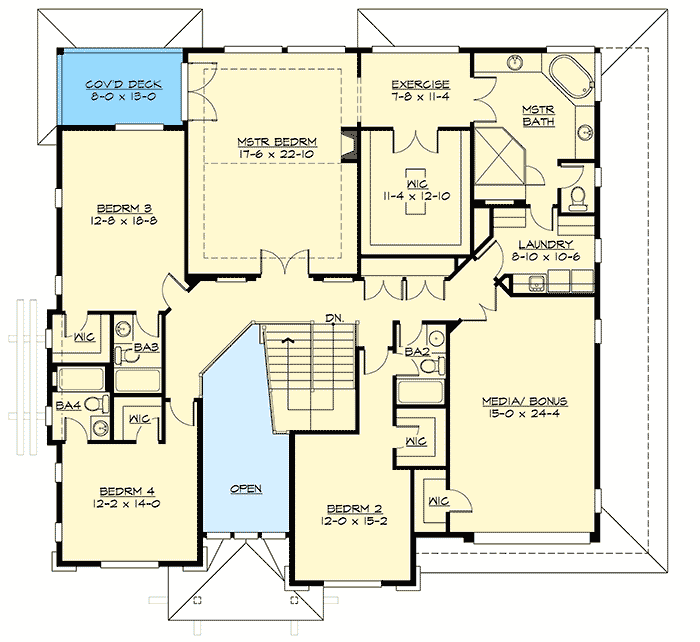 Plan 23682JD: Stunning Prairie Modern House Plan with 3-Car Tandem Garage - Floor Plan - 2nd Floor - Contemporary, Northwest, Prairie