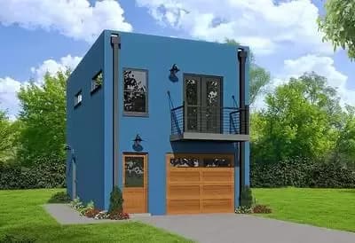 Modern Cube-Shaped ADU-friendly House Plan - 572 Sq Ft
