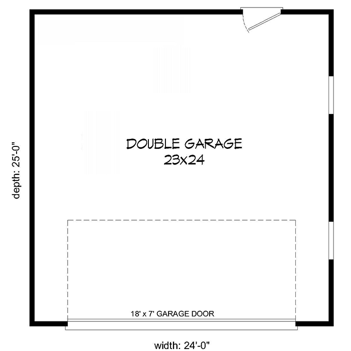 Plan 68470VR: 2-Car Detached Garage Plan with Over-Sized Garage Door - Floor Plan - Main Level - Traditional