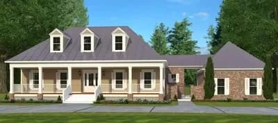 5-Bed Classic Country House Plan with Courtyard and Breezeway - 3616 Sq Ft