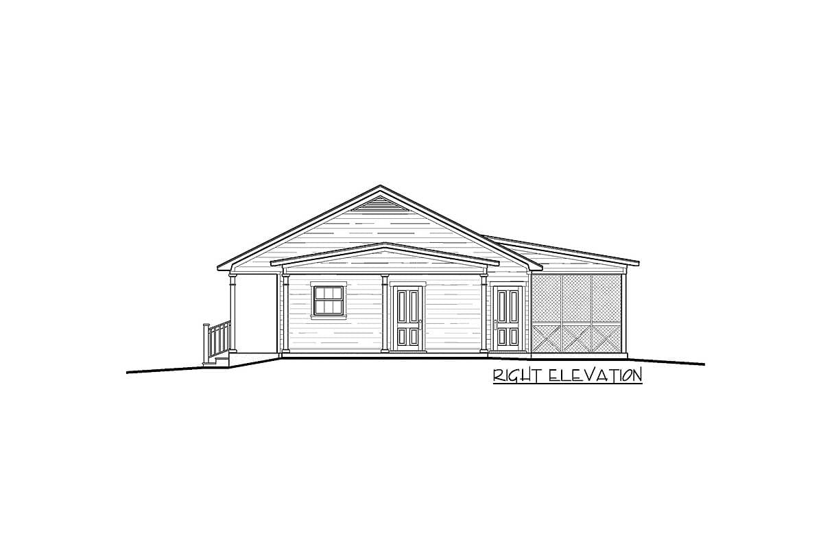 Plan 960025NCK: Economical Ranch House Plan with Carport Under 1500 Sq Ft - Image #4 - Country, Ranch