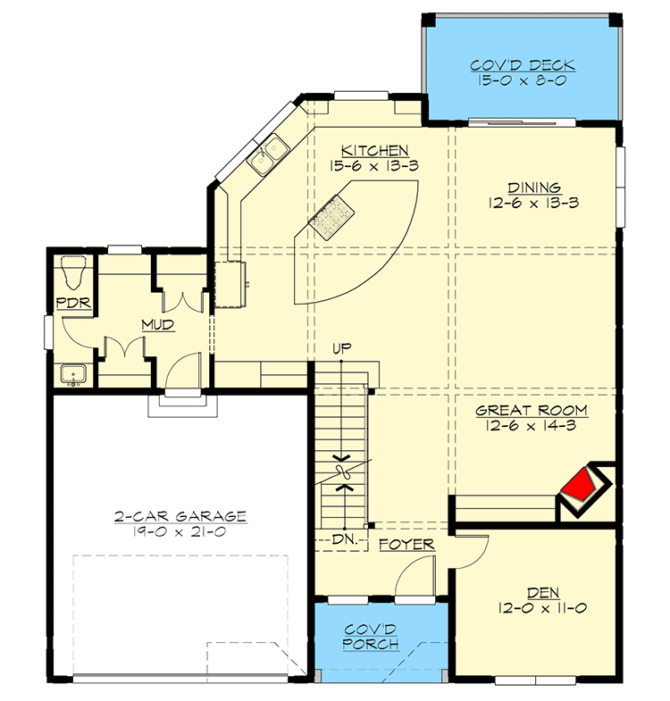 Plan 23683JD: Northwest House Plan for a Sloping Lot - Floor Plan - Main Level - New American, Northwest, Traditional