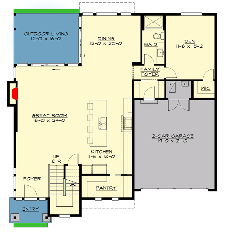 Plan 23686JD: Modern House Plan with Upstairs Options - Floor Plan - Main Level - Contemporary, Modern, Northwest