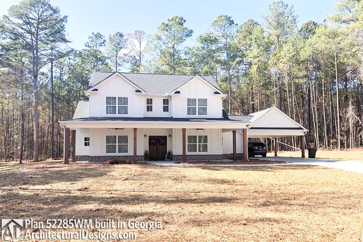 build gallery item - Farmhouse Plan 52285WM with a carport comes to life in Georgia