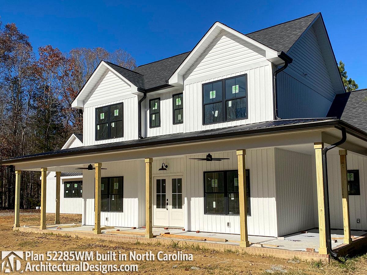 build gallery item - Farmhouse Plan 52285WM comes to life in North Carolina