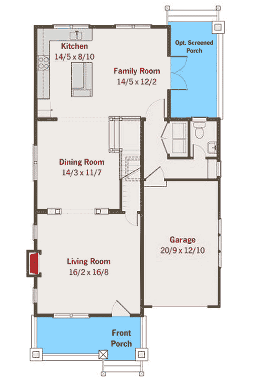 Plan 50112PH: Craftsman Bungalow with a Welcoming Front Porch - Floor Plan - Main Level - Bungalow, Craftsman