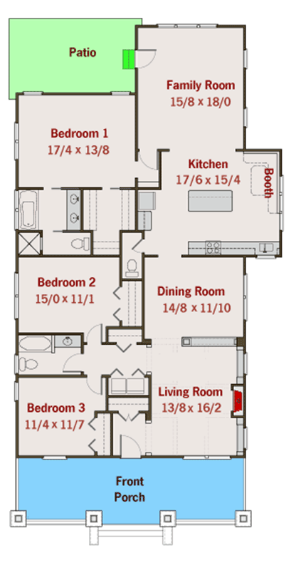 Plan 50113PH: Bungalow House Plan with Flexible Kitchen - Floor Plan - Main Level - Bungalow, Cottage, Craftsman