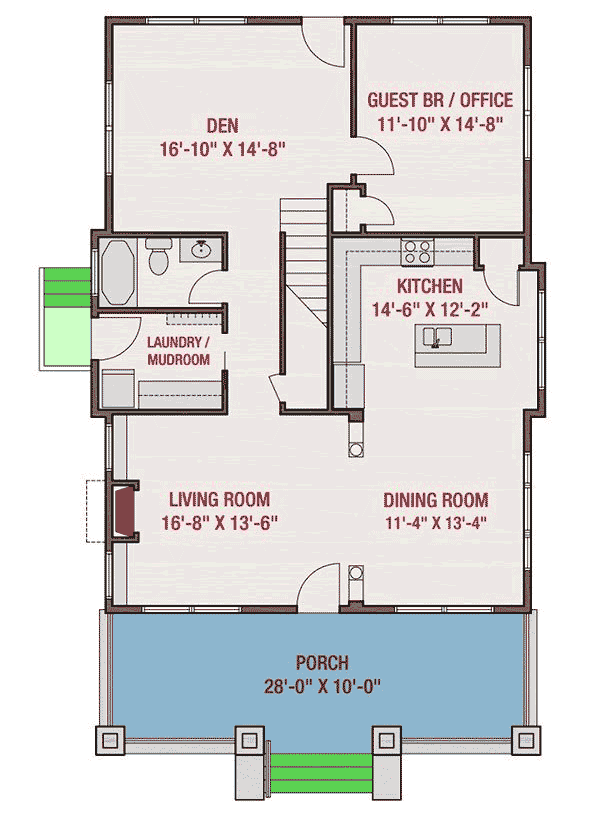 Plan 50116PH: 4 Bedroom Craftsman House Plan with Flex Options - Floor Plan - Main Level - Bungalow, Country, Craftsman, Northwest