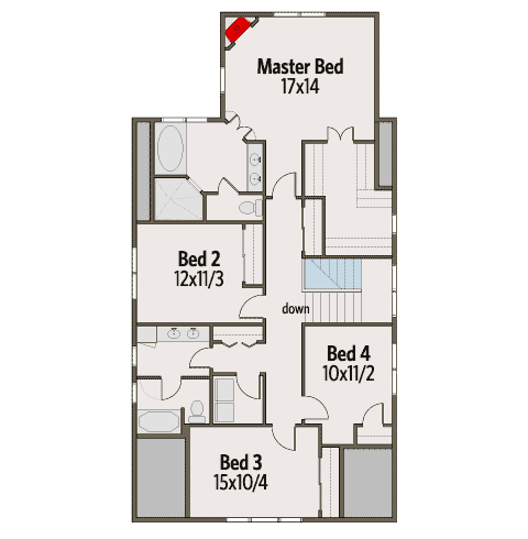 Plan 50123PH: Comfortable Craftsman for a Narrow Lot - Floor Plan - 2nd Floor - Bungalow, Craftsman, Northwest