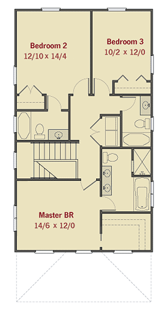 Plan 50126PH: Expanded Four Square House Plan with Second-Level Bedrooms - Floor Plan - 2nd Floor - Bungalow, Craftsman, Northwest