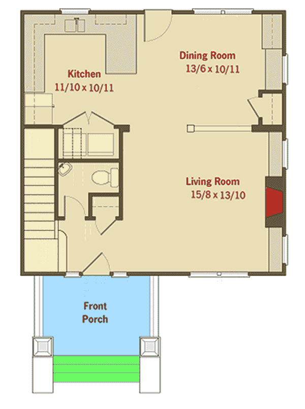 Plan 50130PH: Classic Three Bed Four-Square House Plan - Floor Plan - Main Level - Craftsman, Northwest