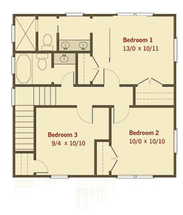 Plan 50130PH: Classic Three Bed Four-Square House Plan - Floor Plan - 2nd Floor - Craftsman, Northwest