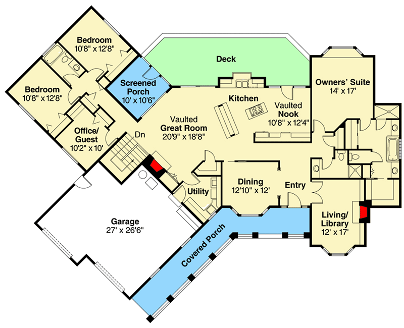 Plan 72860DA: Roomy One Story Country House Plan - Floor Plan - Main Level