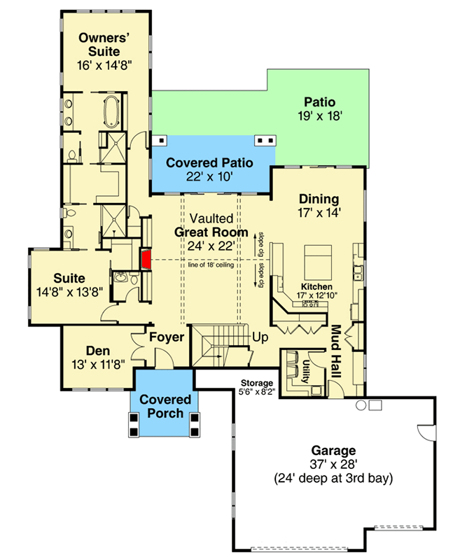 Plan 72874DA: Prairie Style House Plan with Contemporary Looks - Floor Plan - Main Level - Northwest, Prairie