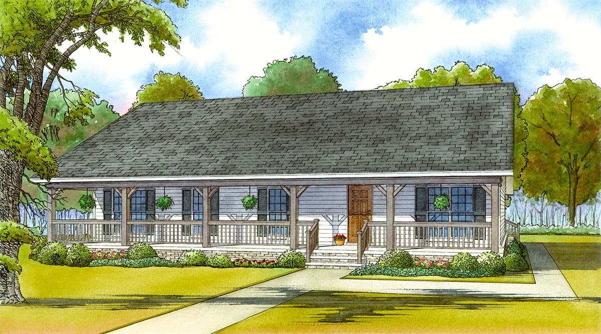 Plan 70550MK: Simple 3 Bed Country Home Plan - Image #5 - Country, Ranch, Southern, Traditional