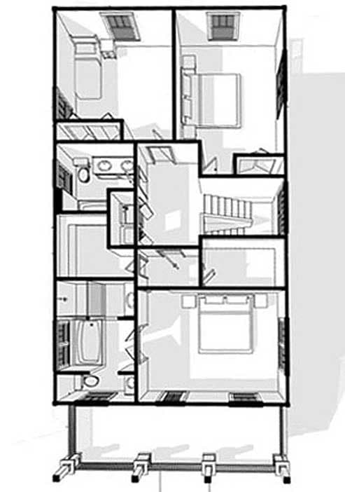 Plan 50136PH: Northwest House Plan with Stacked Porches and Flex Space - Floor Plan - 3D Second Floor - Bungalow, Craftsman, New Orleans, Northwest