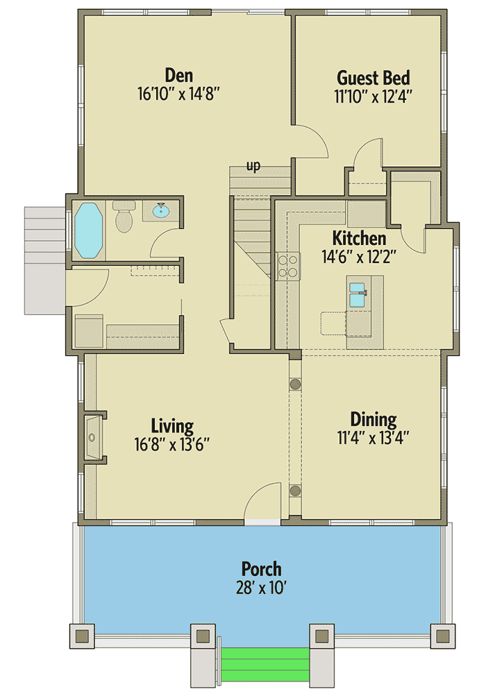 Plan 50146PH: 4 Bedroom Craftsman with Lots of Options - Floor Plan - Main Level - Bungalow, Country, Craftsman, Northwest