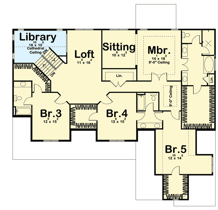 Plan 62665DJ: 5 Bedroom Modern Farmhouse Plan - Floor Plan - 2nd Floor - Country, Farmhouse, Modern Farmhouse