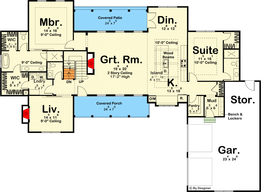Plan 62666DJ: Five Bedroom Modern Farmhouse with In-law Suite - Floor Plan - Main Level - Country, Farmhouse, Modern Farmhouse, New American, Southern, Traditional