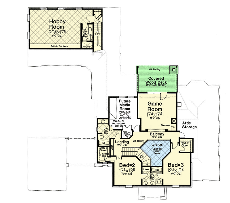 Plan 48561FM: Stately Traditional House Plan with Breezeway/Porchere - Floor Plan - 2nd Floor - European, Traditional
