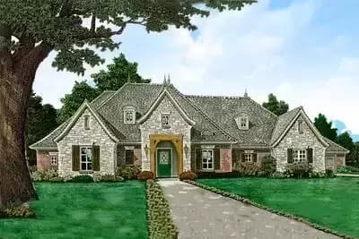 Spacious One Level European House Plan