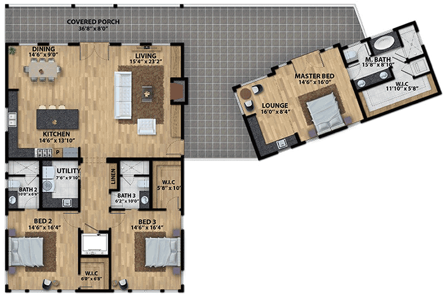 Plan 430018LY: Detached Master Suite - Floor Plan - Main Level - Northwest, Vacation