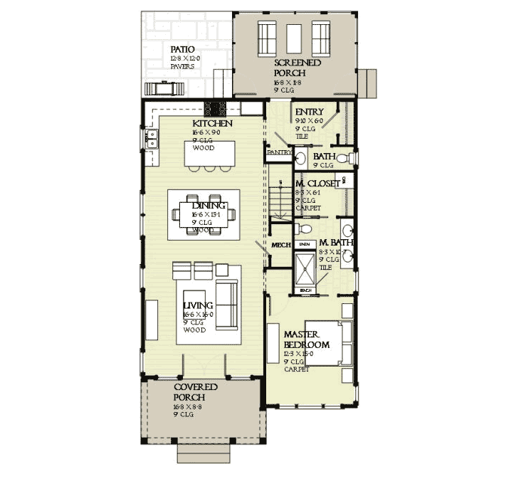 Plan 970026VC: Vacation Home with Upstairs Bunkroom - Floor Plan - Main Level - Coastal, Country, New American, Transitional, Vacation
