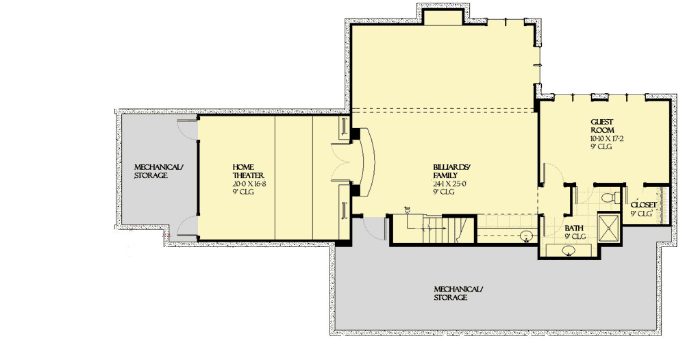 Plan 970028VC: Four-Bed French Country Home Plan with Hearth Room - 3790 Sq Ft - Floor Plan - Lower Level - European, French Country