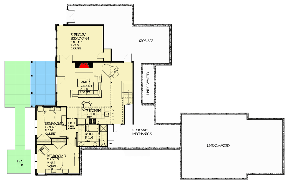 Plan 970037VC: Shingle Style House Plan with Finished Lower Level - Floor Plan - Lower Level - Coastal, Craftsman, Northwest, Shingle, Traditional