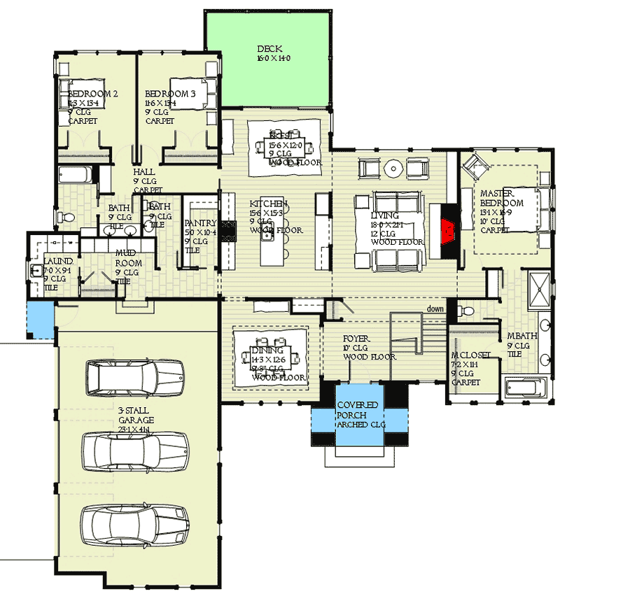 Plan 970038VC: Tudor House Plan with Optional Finished Lower Level - Floor Plan - Main Level - European, New American, Tudor