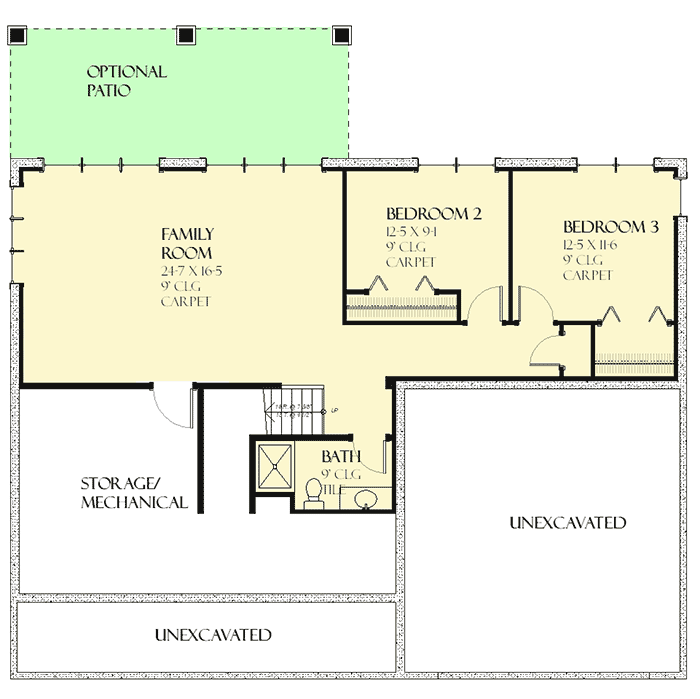 Plan 970040VC: Craftsman House Plan with Optional Sun Room - Floor Plan - Lower Level - Craftsman, Northwest