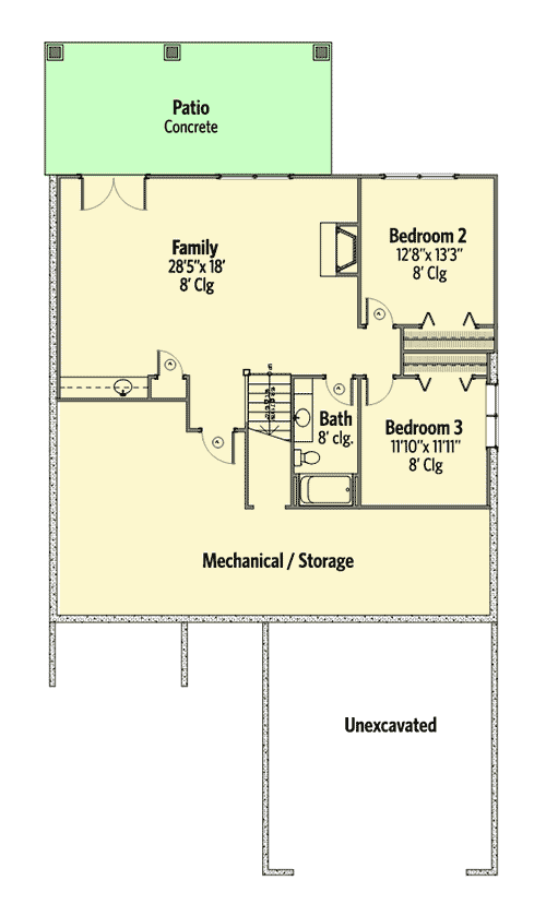 Plan 970045VC: 3-Bed Craftsman with Walkout Family Room - Floor Plan - Lower Level - Craftsman, Northwest