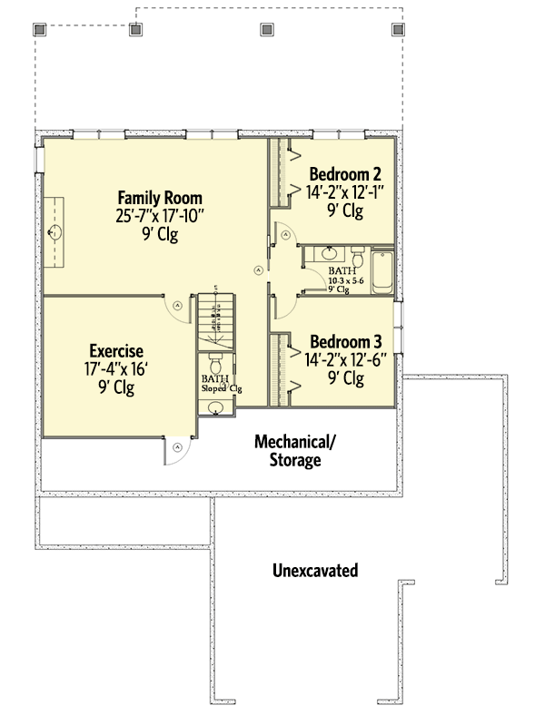 Plan 970050VC: Craftsman Ranch Home with Exercise Room - Floor Plan - Finished Lower Level - Craftsman, Northwest, Ranch