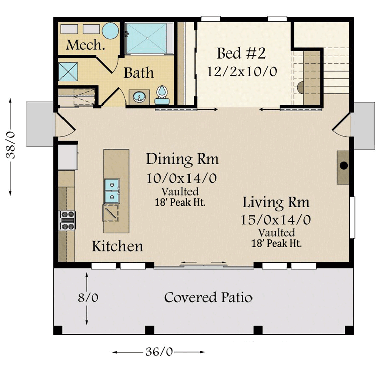 Plan 85165MS: Modern 2-Bed House Plan - 1538 Sq Ft - Floor Plan - Main Level - Contemporary, Modern, Vacation