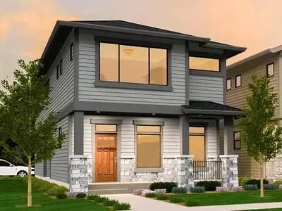 3-Bed Modern Prairie House Plan for a Narrow Lot