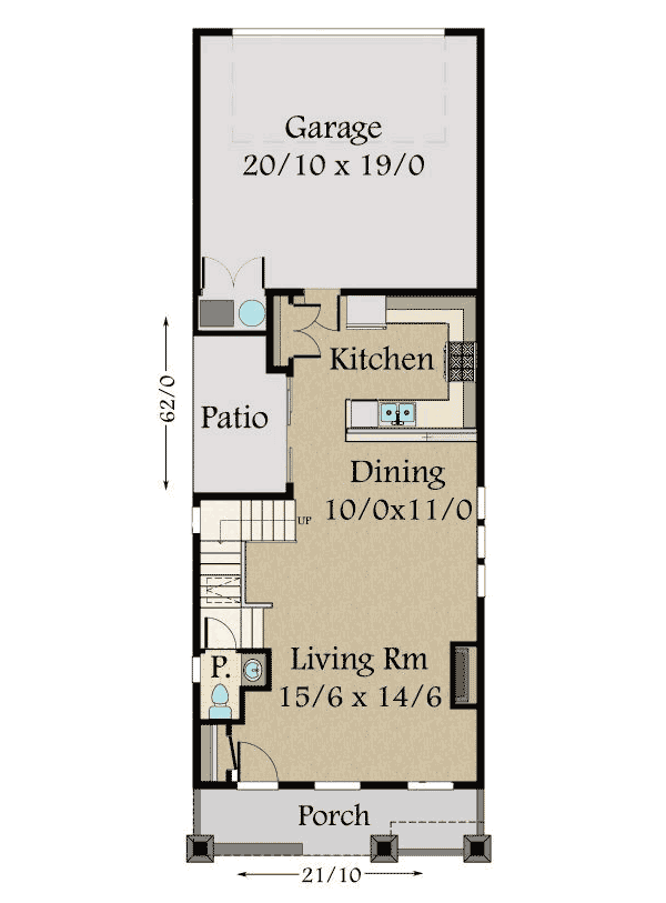 Plan 85173MS: Craftsman Home For Your Narrow or In-Fill Lot - Floor Plan - Main Level - Craftsman, Northwest