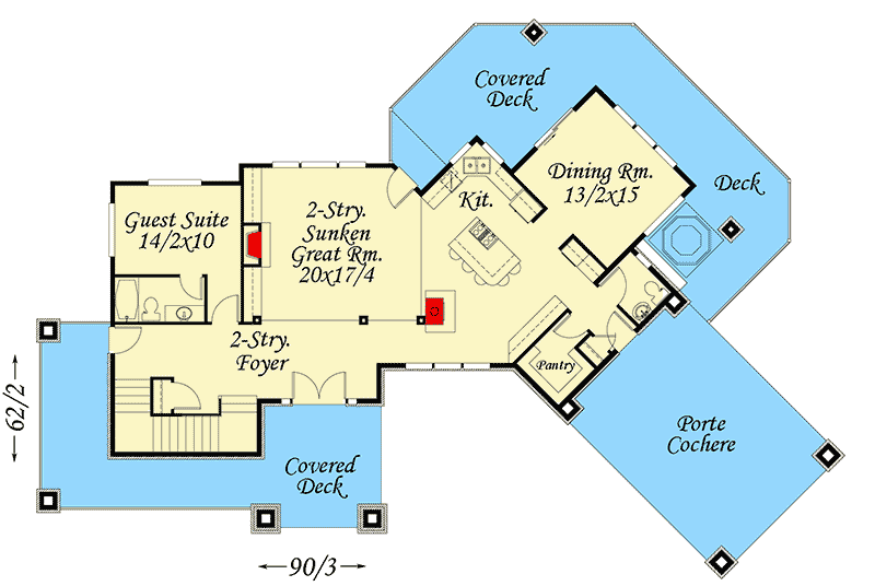 Plan 85177MS: Prairie House Plan with Balcony Bridge - Floor Plan - Main Level - Contemporary, Northwest, Prairie