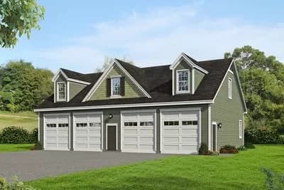 Traditional 4-Car Garage with Huge Loft Above