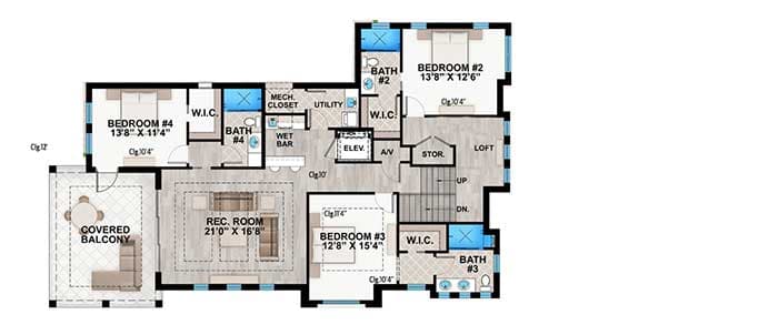 Plan 86047BW: Grand Floridian Style House Plan - Floor Plan - 2nd Floor - Coastal, Florida-Style, Southern